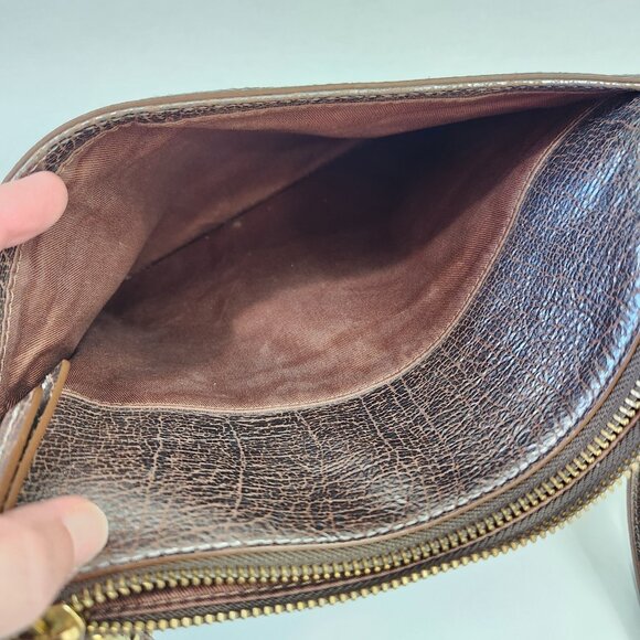 Fossil Metallic Bronze Brown Leather Crossbody Bag Adjustable‎ Strap NWOT - Picture 7 of 13